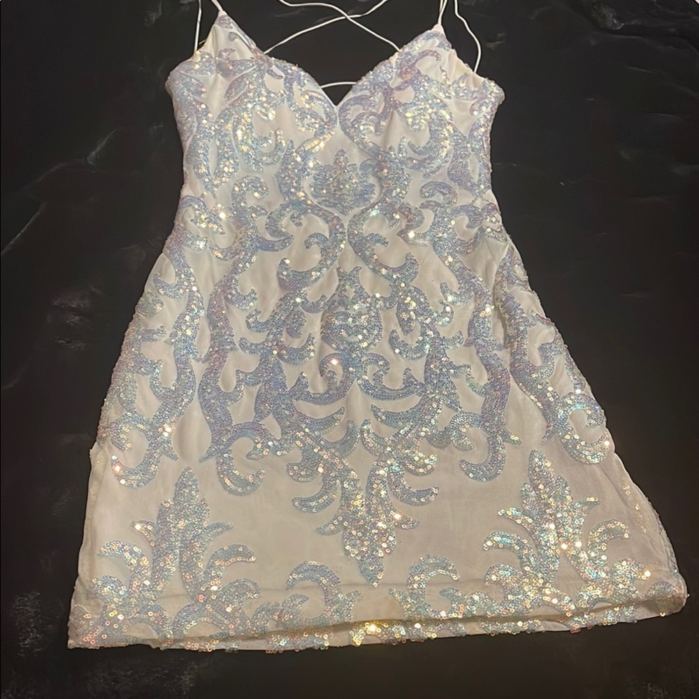 Windsor White and Silver Mini Dress
